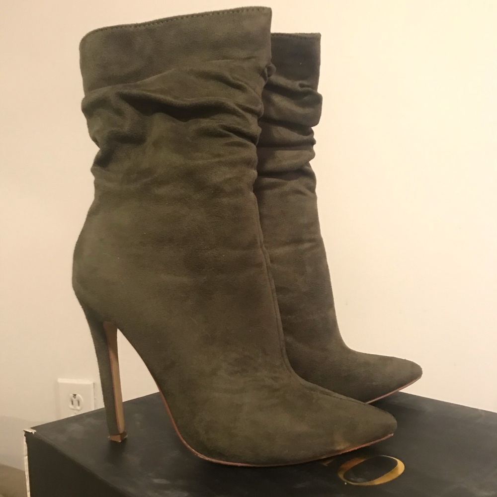 Olive green booties